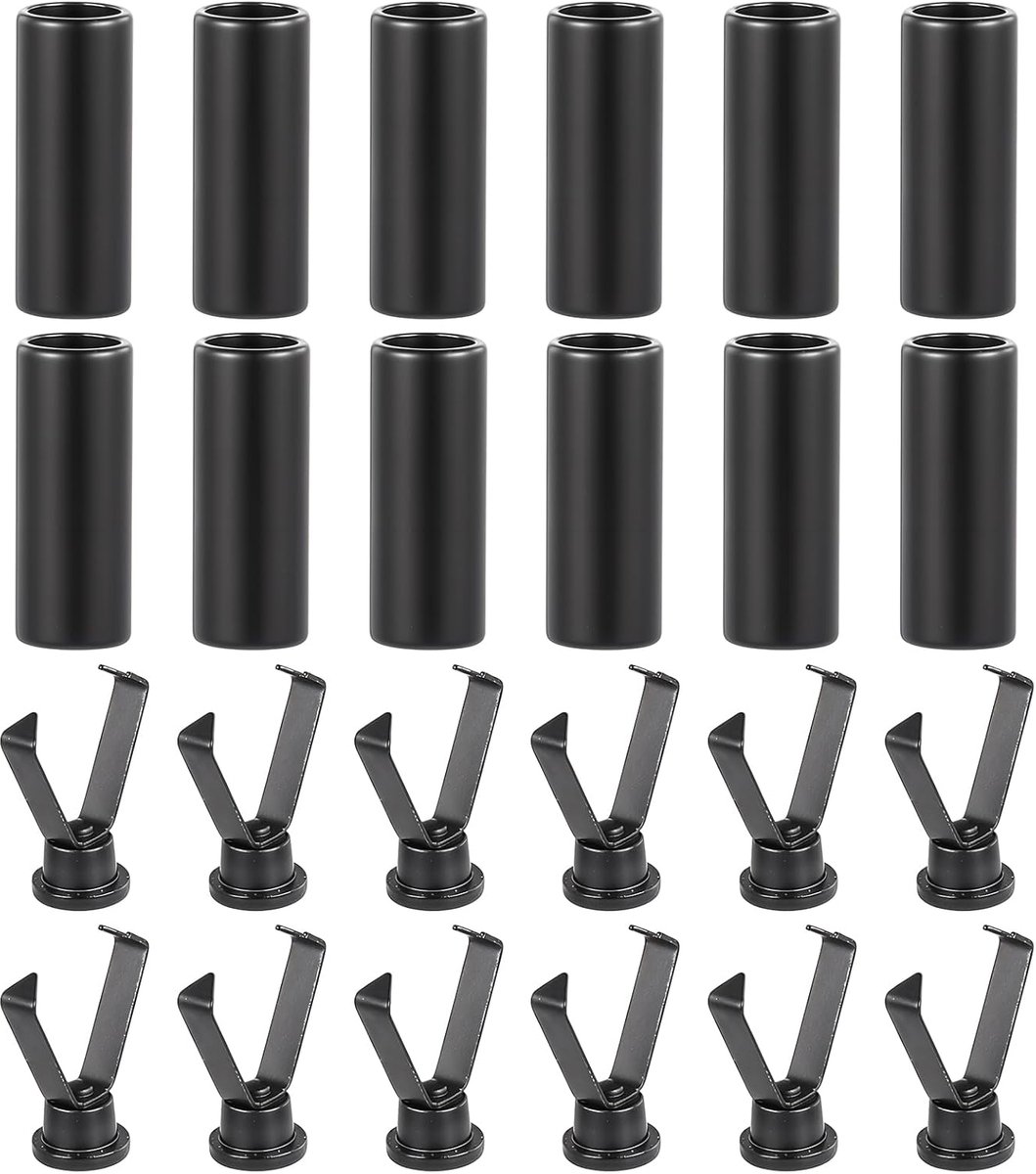 Ymapinc 12pcs Metal Shoelaces Ends, Shoelace Belt Cords Hat Cords Jackets Replacement, Cylindrical Design (Black - ShopVlot
