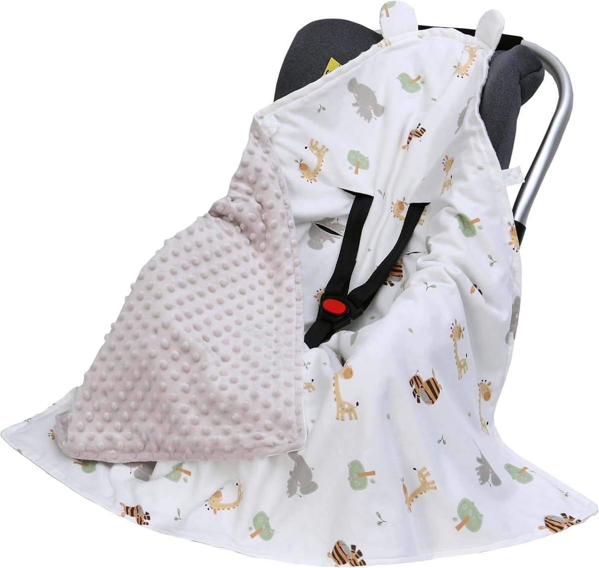 LAT Babydeken, babyzitje, deken voor kinderwagen, 90 x 90 cm, katoen, universeel, dubbelzijdig, voor buggy, autostoel - ShopVlot