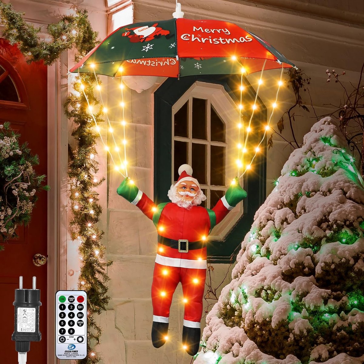 Auting LED Christmas Lights Outdoor 8 Modes Timer Waterproof Fairy Lights for Christmas with Plug LED Flying Parachute - ShopVlot