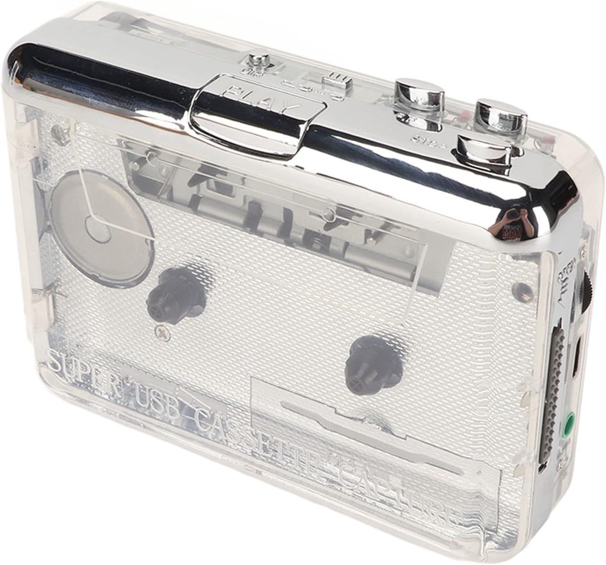 Draagbare Cassette Speler en USB C Cassette naar MP3 Converter voor Laptop en PC, Retro Audio en Digitale Muziek Conversie met Oordopjes en 3.5mm AUX Uitgang