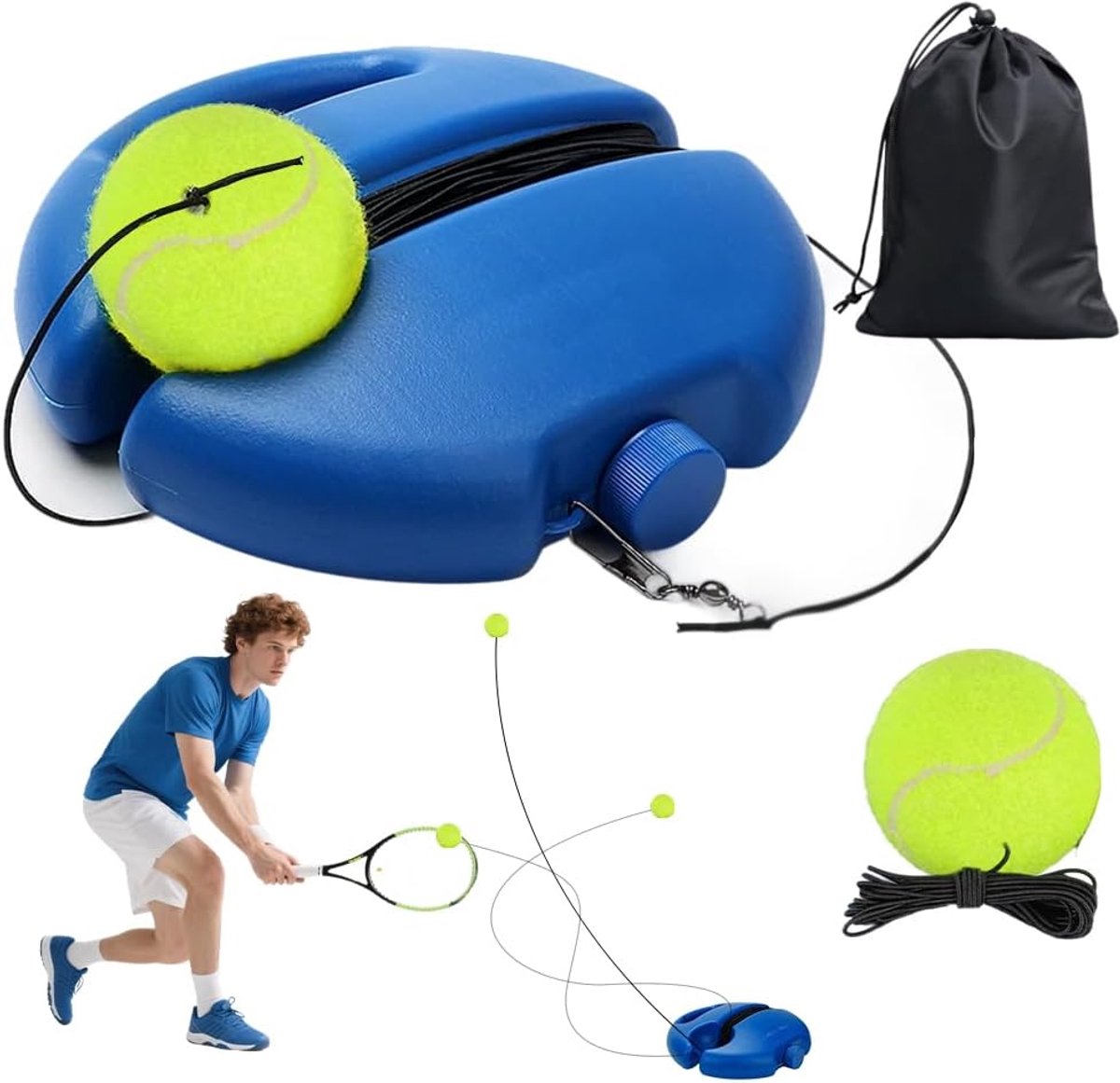 Tennis Trainer Set - Ergonomisch ontwerp - 2 Tennisballen - Perfect voor buiten oefenen - ShopVlot