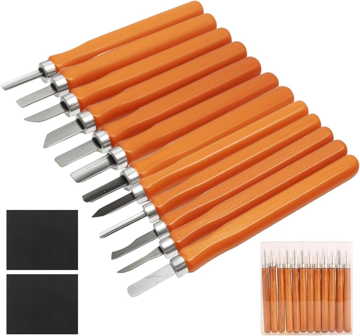 12 precisiegereedschappen voor het snijden met opbergdoos, voor pompoenen, hout en zeepsculpturen, Halloween-decoraties - ShopVlot