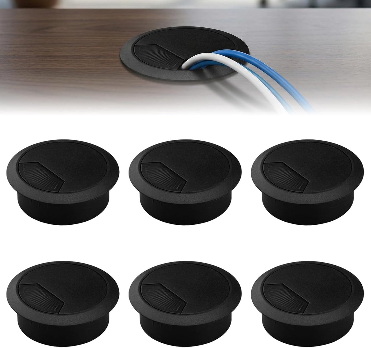 Kabeldoorvoer voor bureau, diameter 60 mm, kabeldoorvoer, kabeluitlaatdoos, kabelmanagement-organizer, bureau - ShopVlot