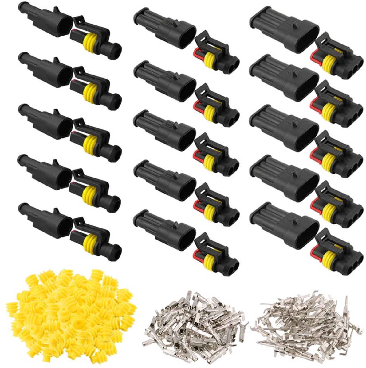 15 Set Waterproof Car Electrical Connectors, Sealed Waterproof Electrical Connector Plug Socket Kit, for Car Truck - ShopVlot