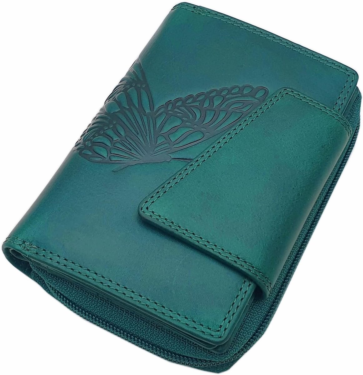 Genuine Cowhide Leather Ladies Wallet/Purse/Wallet/Wallet in Portrait Format with Butterfly Motif or Without Motif - ShopVlot