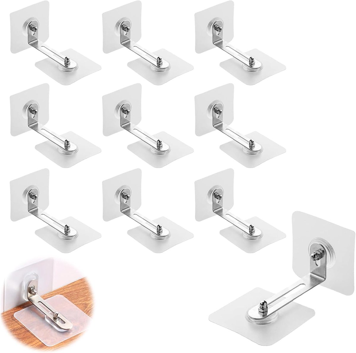 Furniture Wall Anchors for Baby Proofing Furniture Wall Mount Self Adhesive Anti-Tip Safety Metal Bracket No Drilling - ShopVlot
