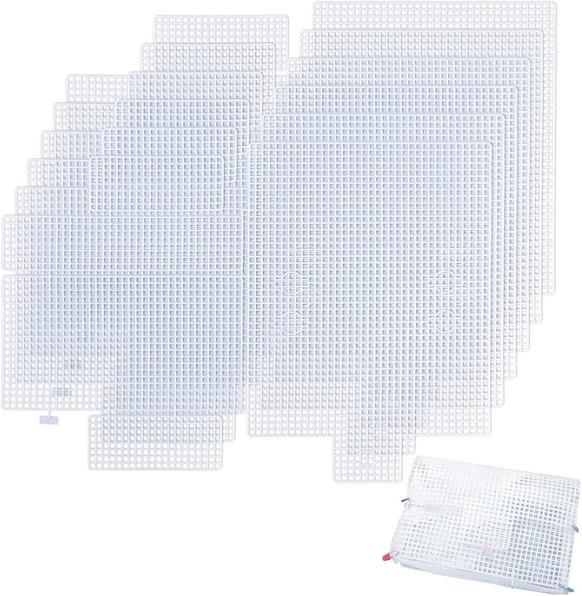 CHGCRAFT 6 Sets Mesh Plastic Canvas Sheets Set Crossbody Bag Purse Making Kit Hook Square Bag Accessories Embroidery - ShopVlot