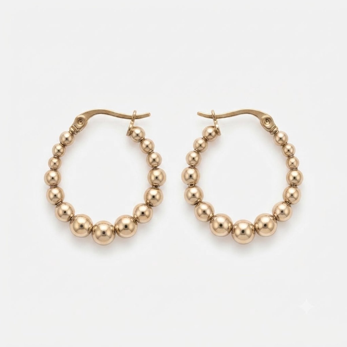 Goudkleurige Oorringen Dames – Oorbellen met Bolletjes – 316L Chirurgisch Staal – 24 mm – Gouden Oorbellen Dames