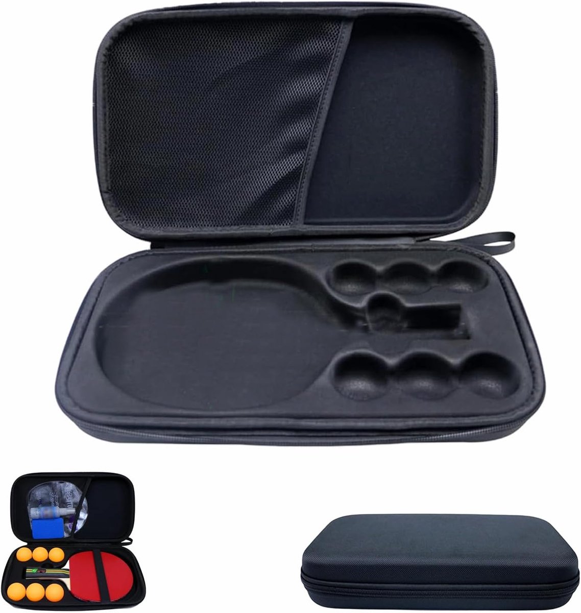 Table tennis bat cover black waterproof table tennis bat bag table tennis bag suitable for 2 bats and 6 balls - ShopVlot