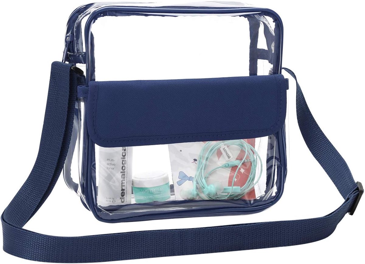QKURT Clear Crossbody Messenger Shoulder Bag with Adjustable Straps, Concert Stadium Approved Transparent Bag for - ShopVlot
