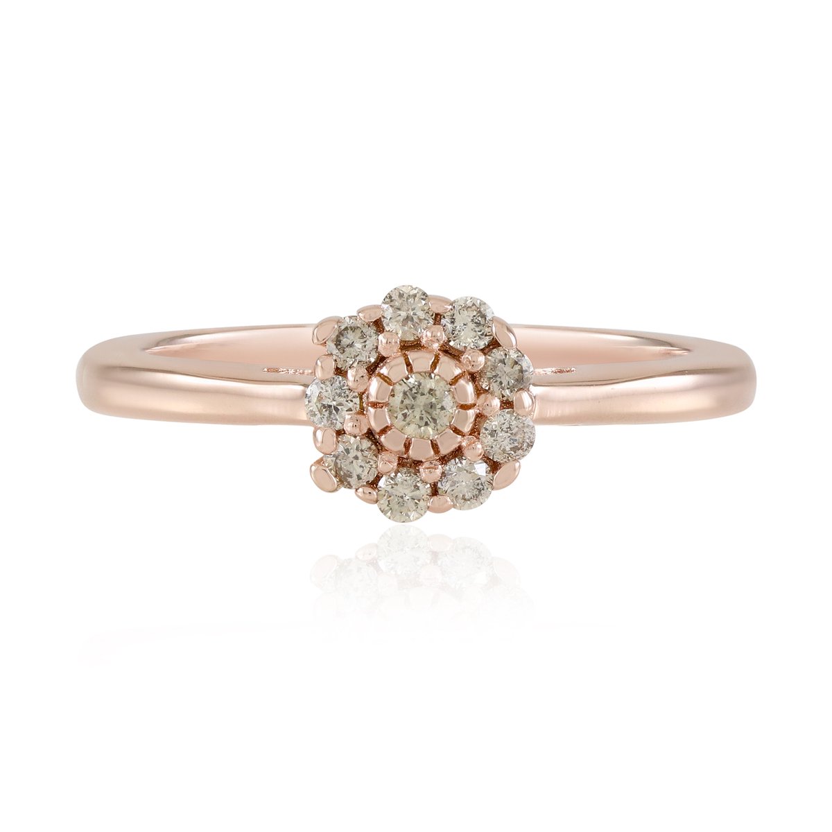 Cavill - Zilveren Ring - 925 Sterling Zilver - Roségoudverguld - I2 Bruine Diamant 0,137 ct - Ronde Briljantslijp - Luxe Elegante Damesring