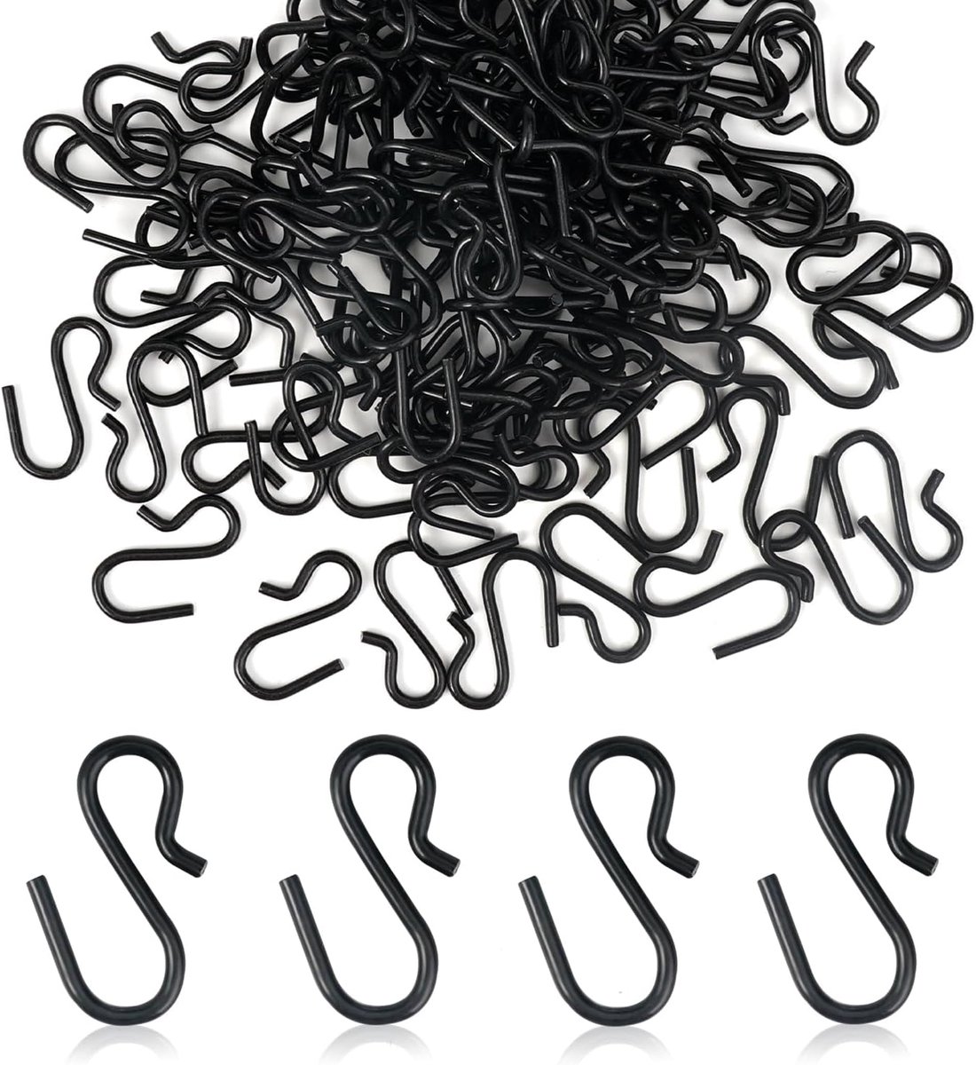 Mini S haakjes 2,5 cm - Zwart met anti-roest coating - Perfect voor het ophangen van sieraden en planten - ShopVlot