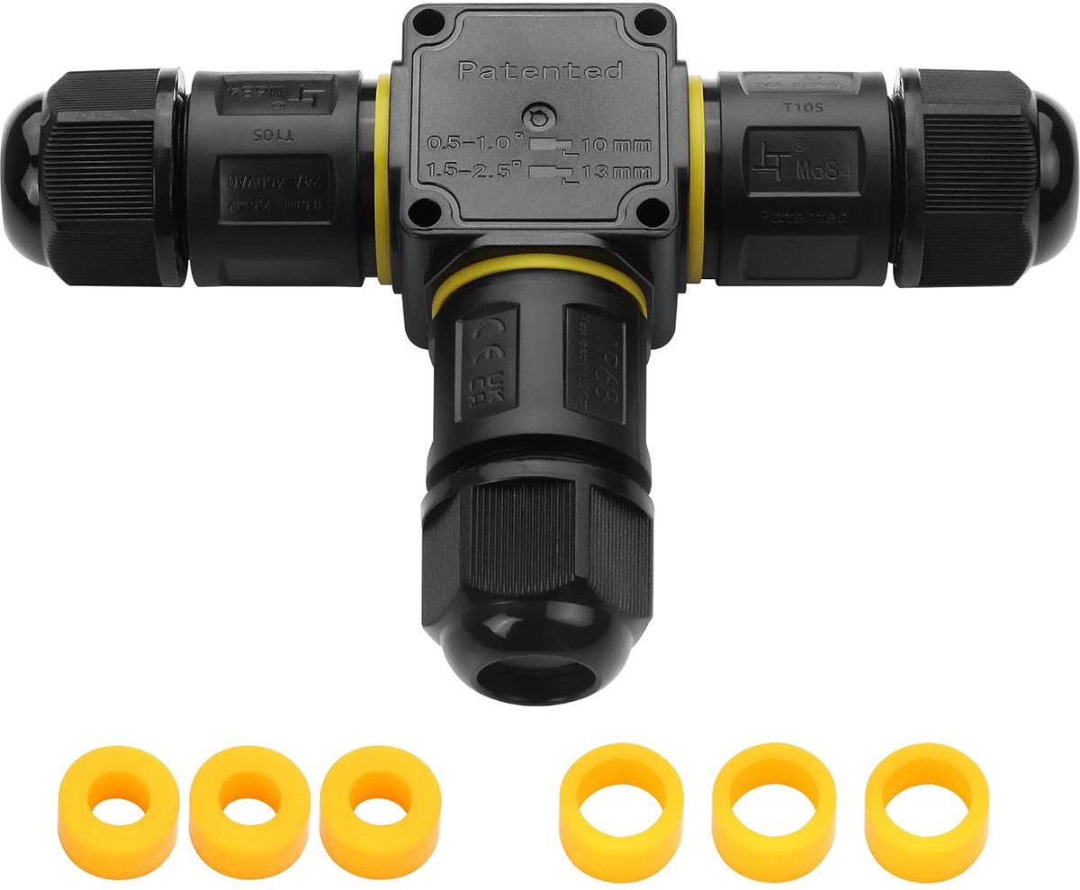 Waterdichte kabelverbinder 3-polig - IP68 buiten junction box - M20 aansluiting 4-8mm - ShopVlot