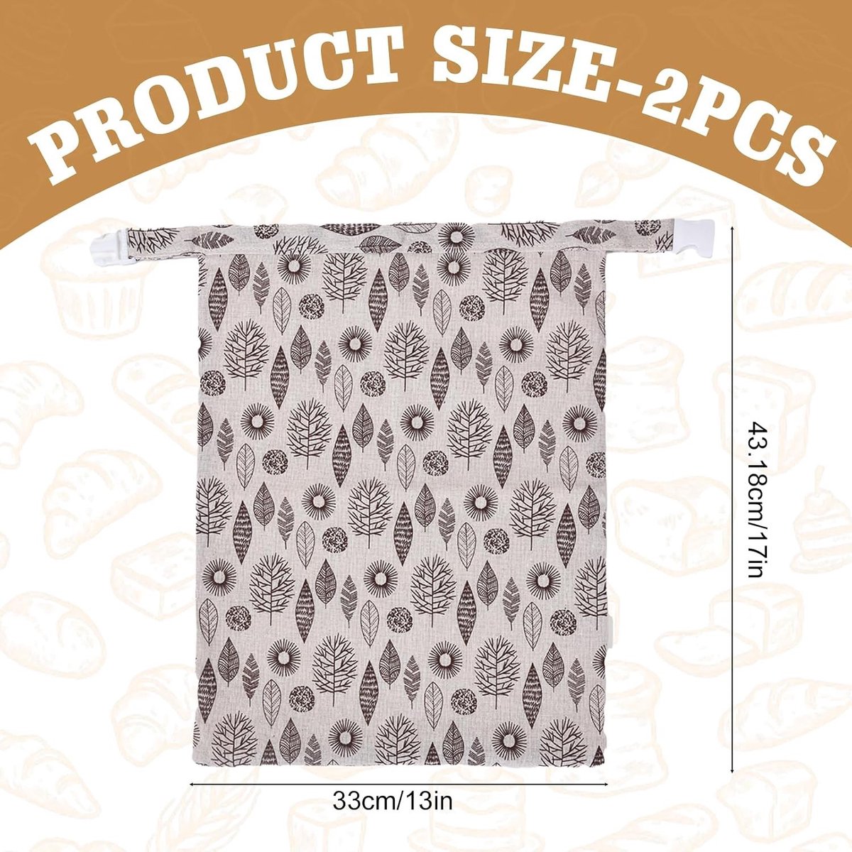 Herbruikbare Linnen Broodzakken - Set van 2, Bijenwas Doek voor Brood en Gebak, TPU Binnenvoering, 30 x 43 cm, Duurzaam en Milieuvriendelijk — cadeau in Cadeau-ideeën - foto 5