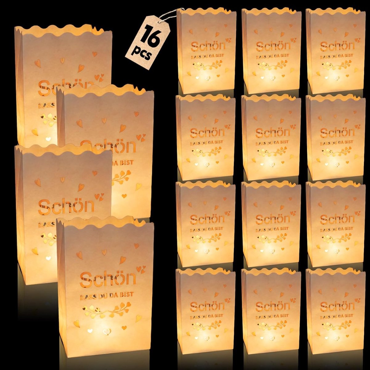 lichtzakken 16 stuks - papier - robuust en ruimtebesparend - perfect voor sfeervolle verlichting - ShopVlot