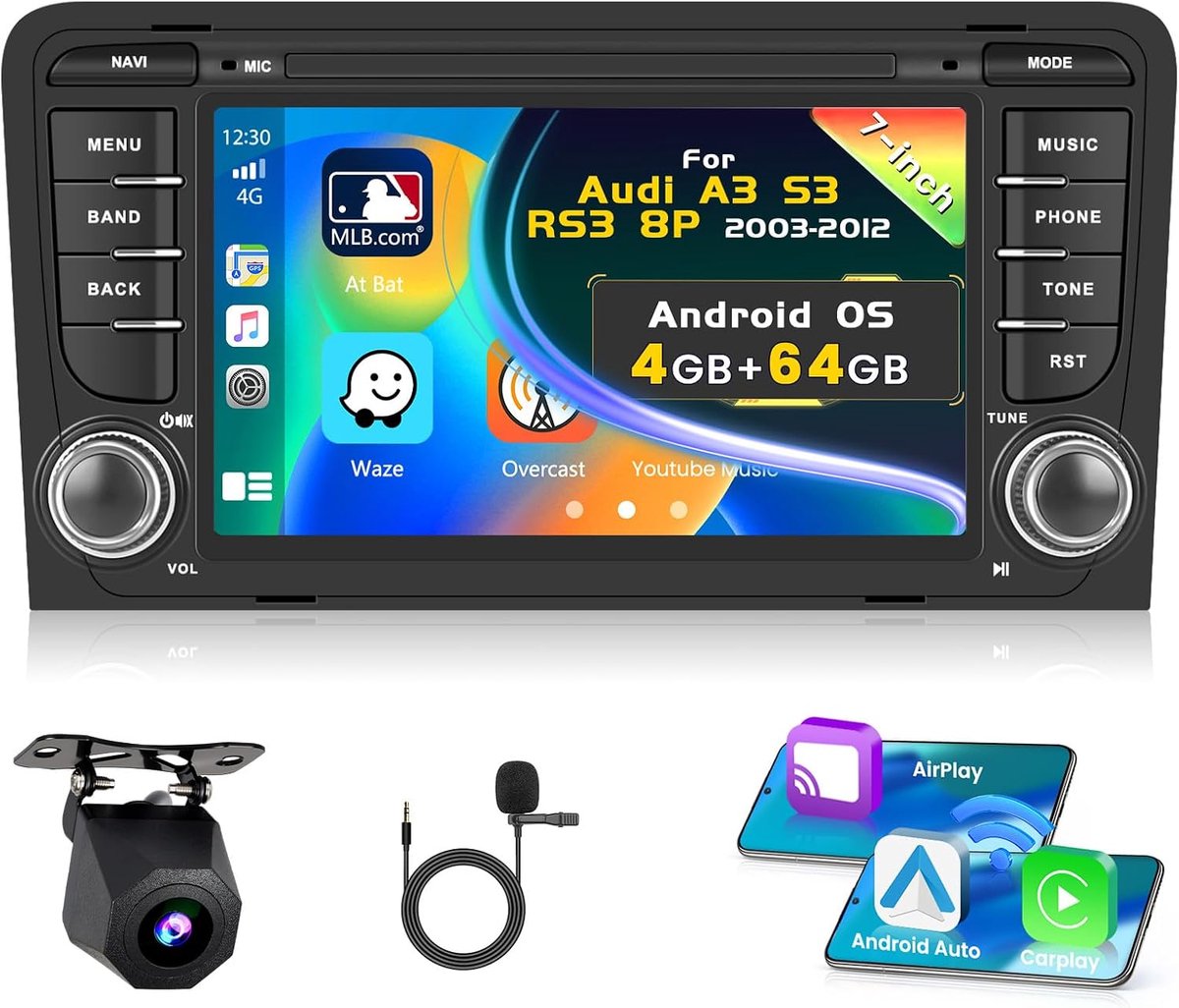 Auto Radio Android 15 - 7 inch touchscreen - 4G + 64G - draadloze CarPlay - GPS navigatie - ShopVlot