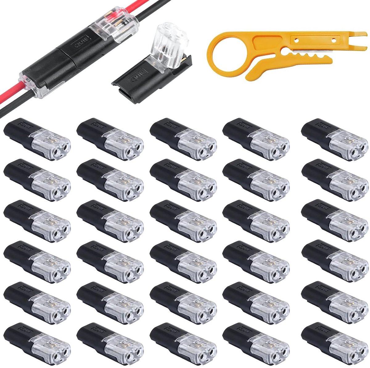 Autokabelconnectoren 2-pins - Waterdicht - 30 stuks - Inclusief striptang voor eenvoudig gebruik - ShopVlot