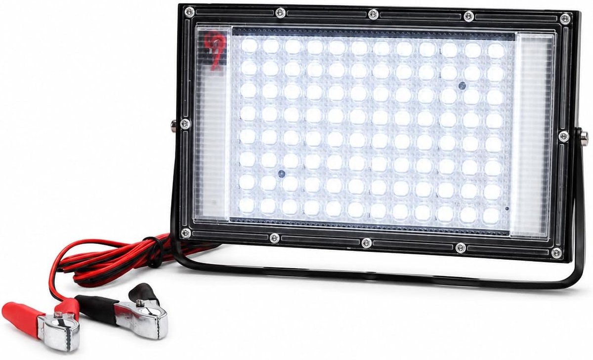 LED Flood Light 100W - IP66 Waterdicht - 12V met Batterijclip - Perfect voor Buitenverlichting - ShopVlot