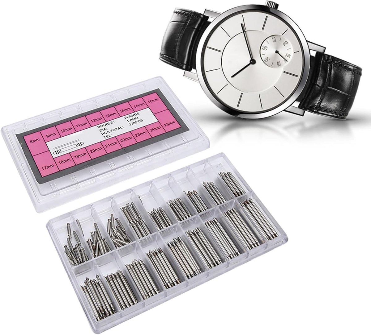 Watch band spring bars 270pcs - 1.8mm - universeel - ideaal voor horlogereparatie - ShopVlot