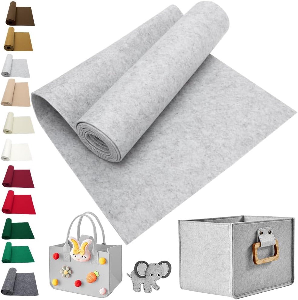 Viltstof 40 x 250 cm - Lichtgrijs - Polyester - Ideaal voor knutselprojecten - ShopVlot