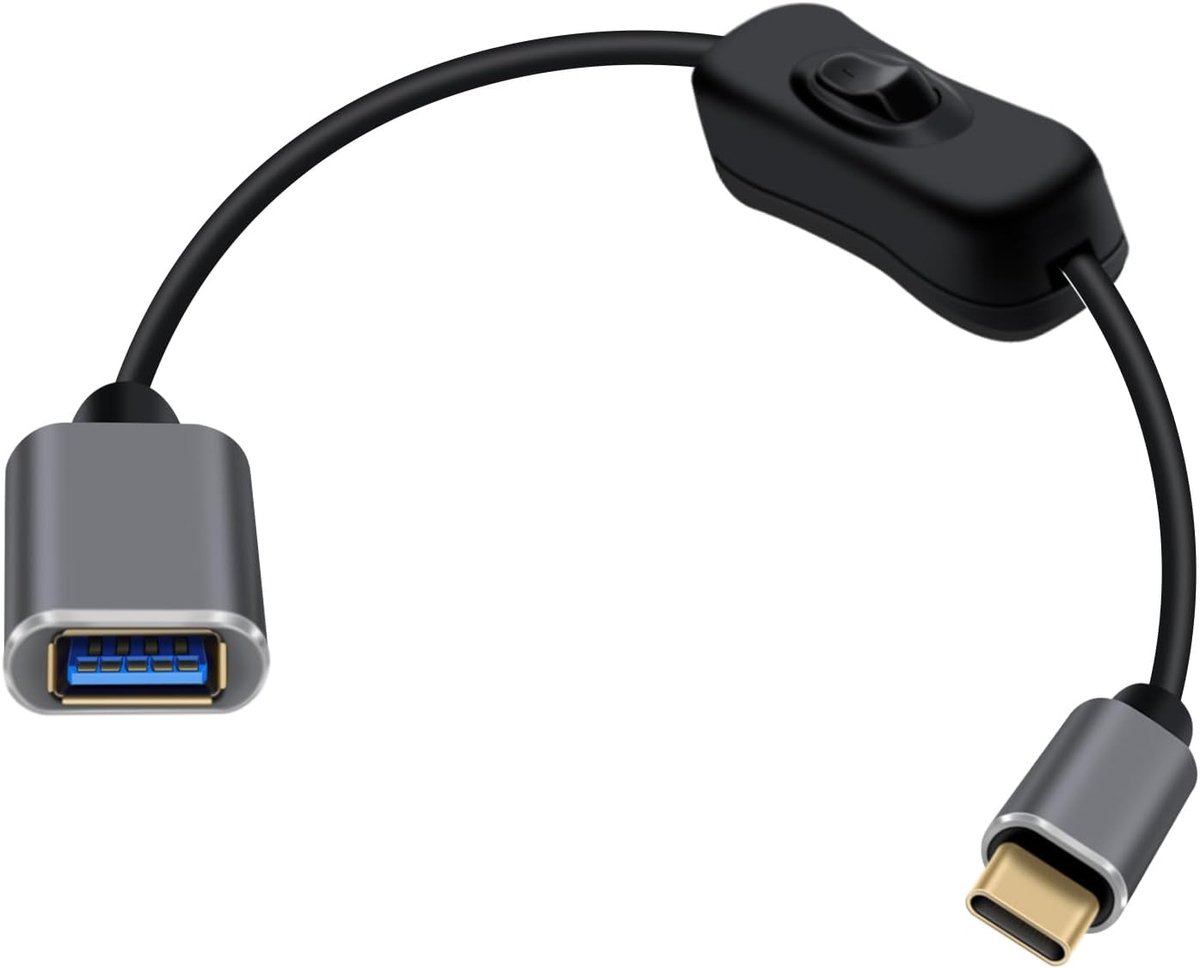 USB C extensiekabel 0.2m - met schakelaar - 5Gbit/s - snelle gegevensoverdracht voor laptops en smartphones - ShopVlot