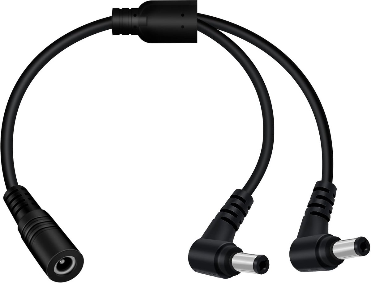 DC Y Splitter 5,5mm x 2,1mm - 90 graden hoek - 70cm verlengkabel - Ideaal voor LED strips - ShopVlot