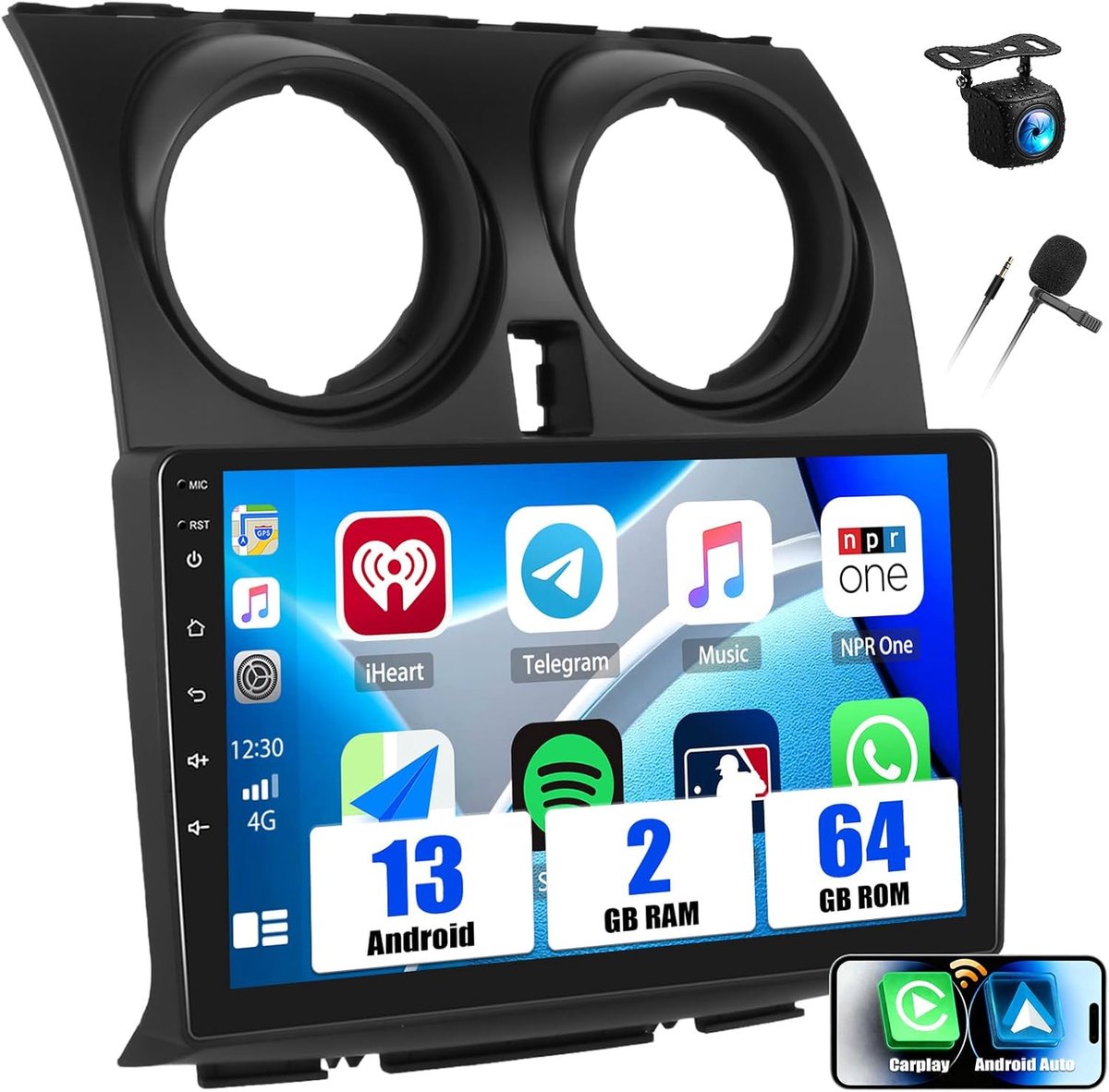 Autorradio 9 inch - Android 13 - Draadloze CarPlay - GPS en Bluetooth functie - ShopVlot