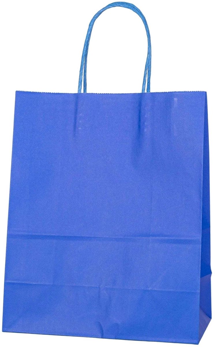Papieren Draagtas - 60 Stuks -Royal Blue- 22x27x11cm - Papieren Tasjes - Kraft Tas - Tassen - Cadeau Tas - Hoogwaardig Kraft Papier - Eco-vriendelijk - Ideaal voor Geschenken - Lasentopack