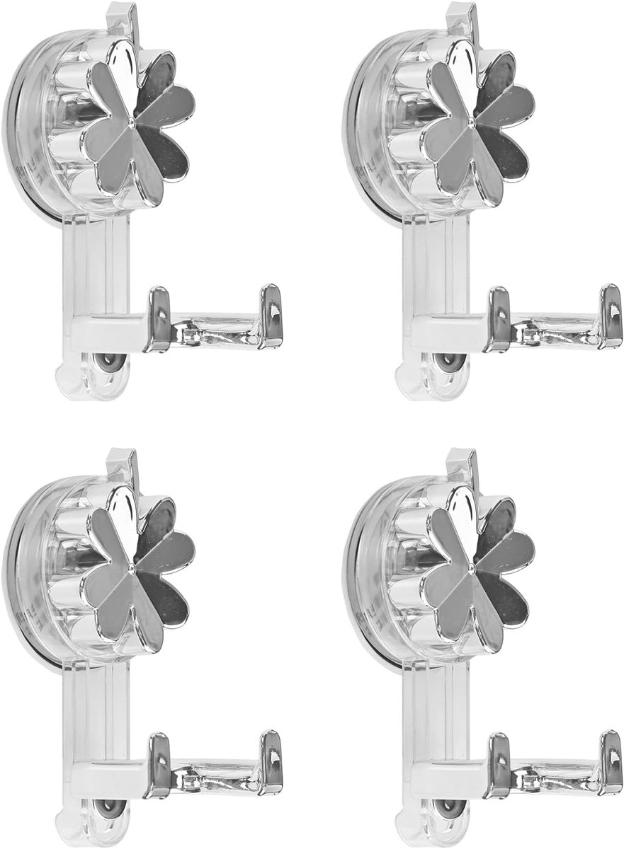 Suction Hooks Set van 4 - Dubbele haak - Herbruikbaar - Sterke zuigkracht voor badkamer - ShopVlot