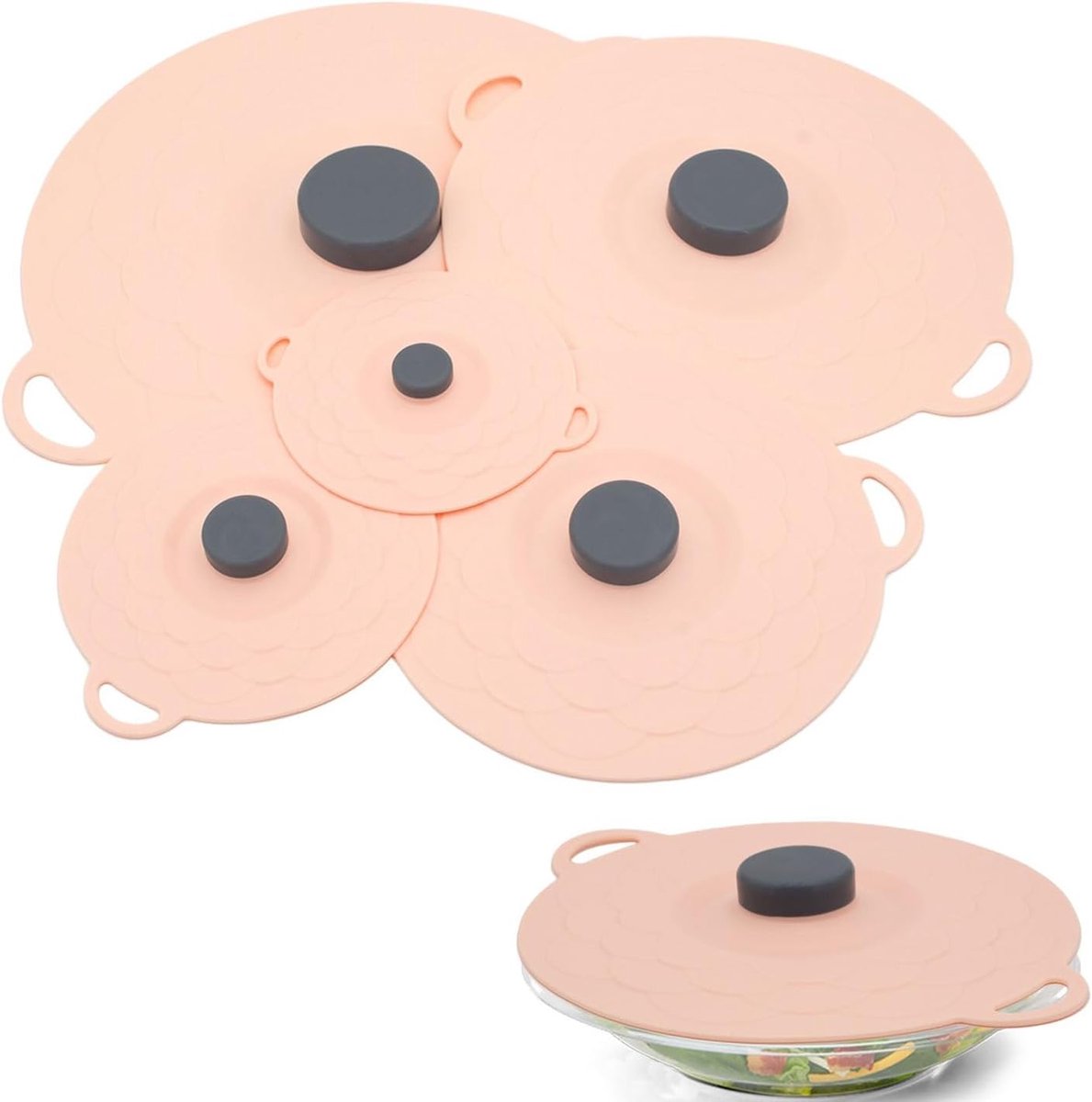 Silicone zuigdeksels 5 maten - herbruikbaar en hittebestendig - perfect voor borden, pannen en kommen - ShopVlot