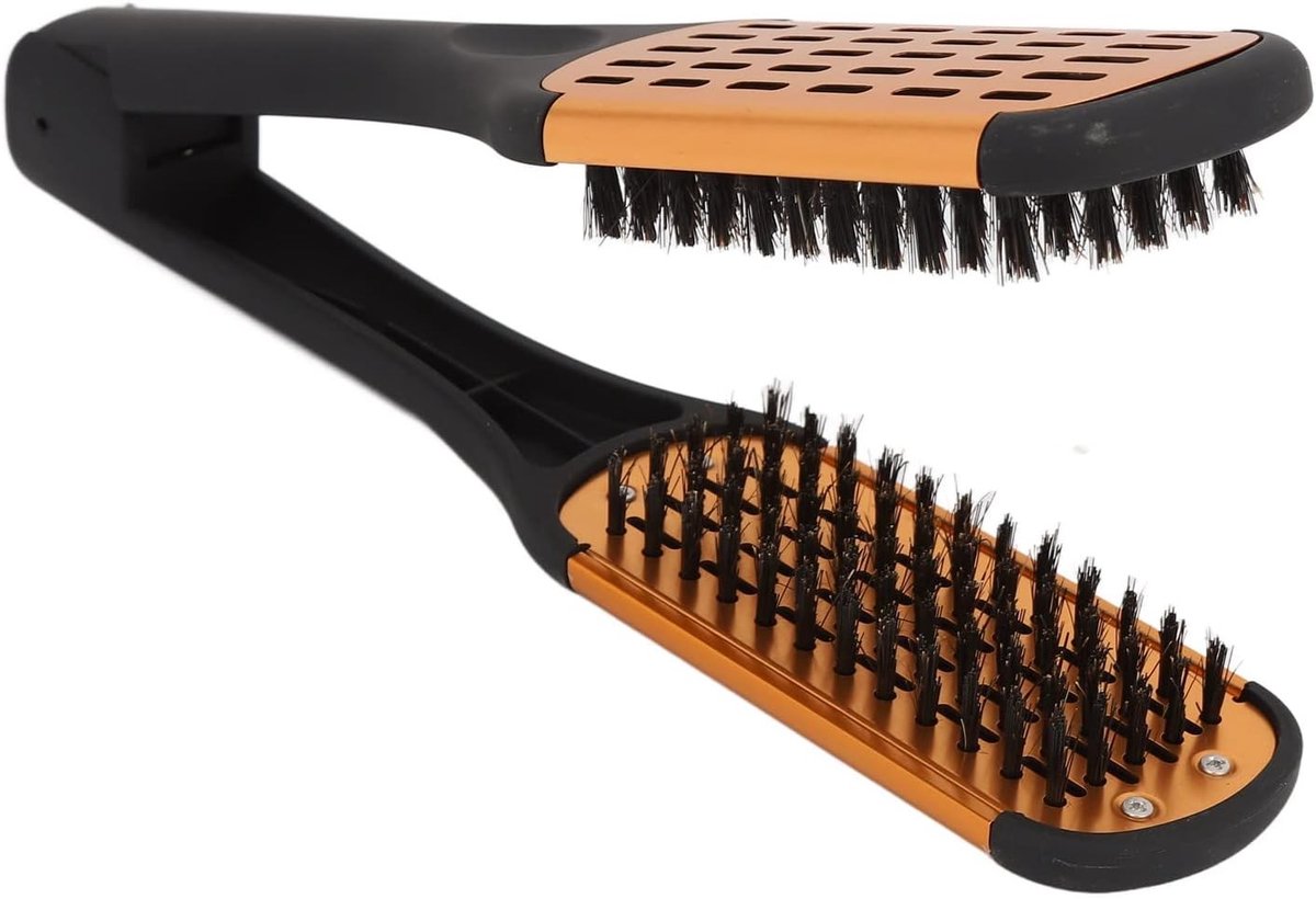 Haarborstel met Veer en Zachte Haren voor Beards en Haarstyling, Dubbelzijdige Platte Borstel, Warmtebestendig voor Thuis en Salon Gebruik
