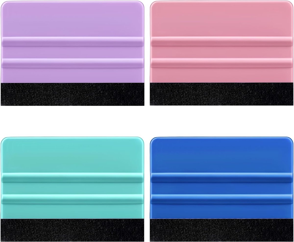 Squeegee voor vinyl - 4 stuks - zachte rand - ideaal voor het gladstrijken van folie - ShopVlot