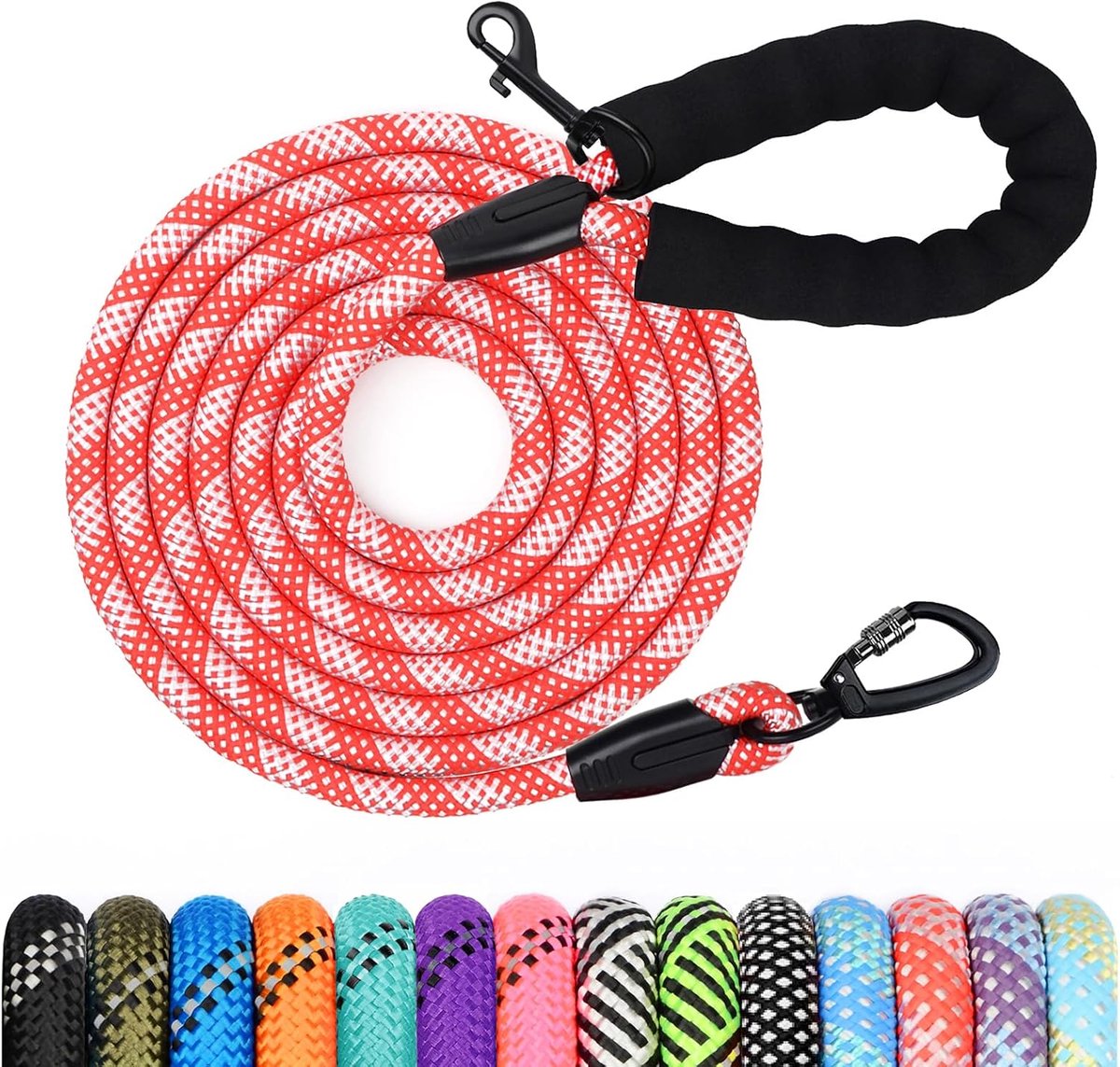 Hondenriem 1,2-30 m - Gevoerde handgreep - Diverse kleuren - Ideaal voor training - ShopVlot
