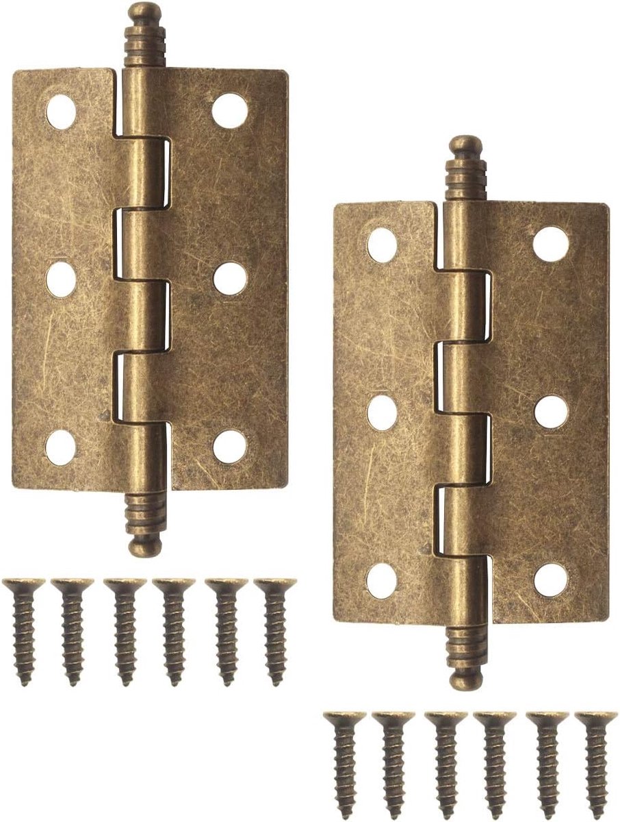 Antieke scharnieren 107 x 51 mm - vintage brons - set van 2 - perfect voor meubels - ShopVlot