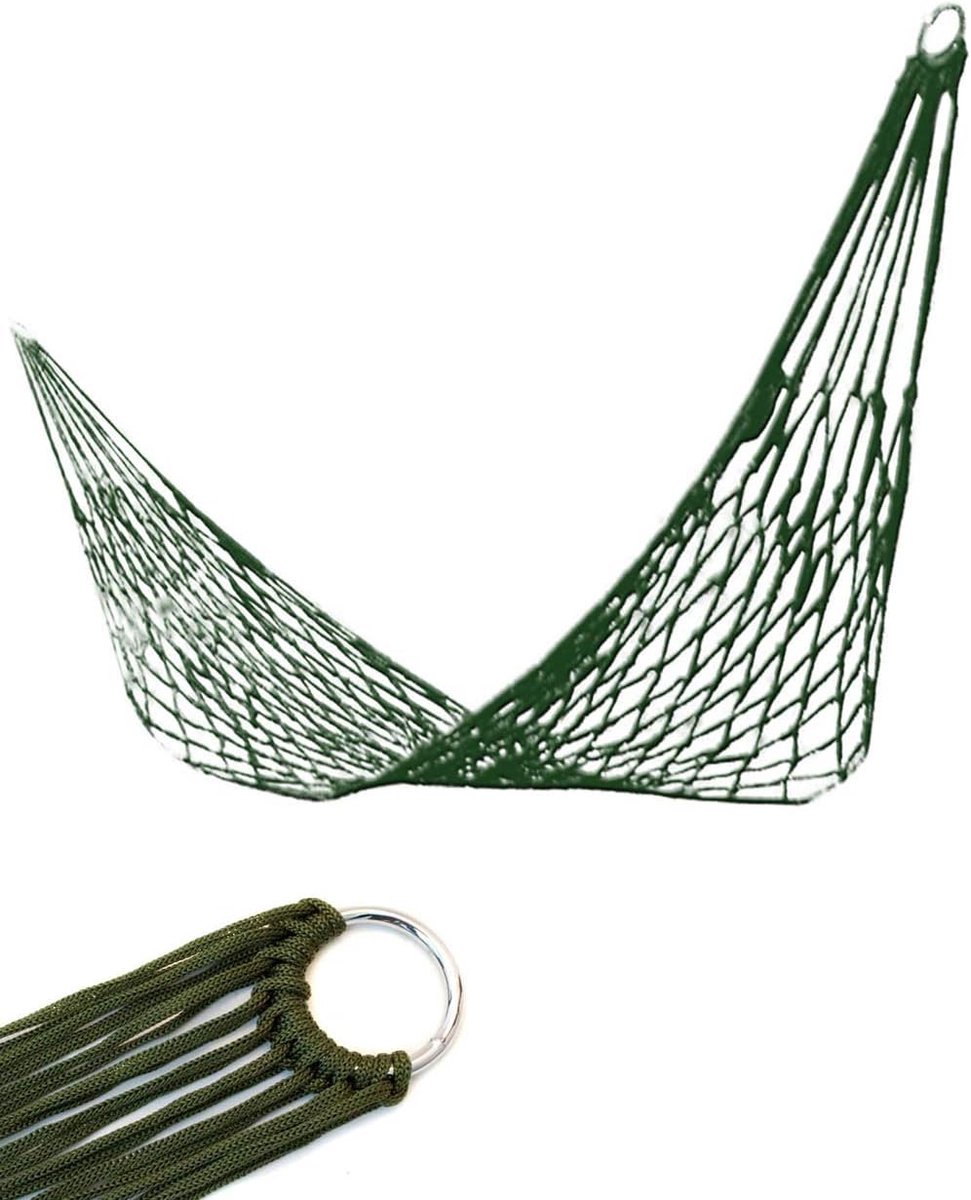 Hammock Net Swing 2 m x 80 cm - Olijfgroen - Paracord - Perfect voor camping - ShopVlot