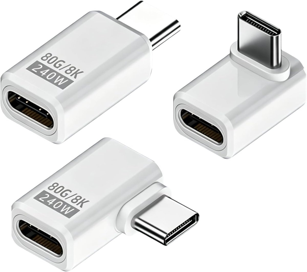 USB C naar USB-adapter 3 stuks - Wit - USB 4.0 met E-marker chip - Ideaal voor MacBook en Galaxy - ShopVlot