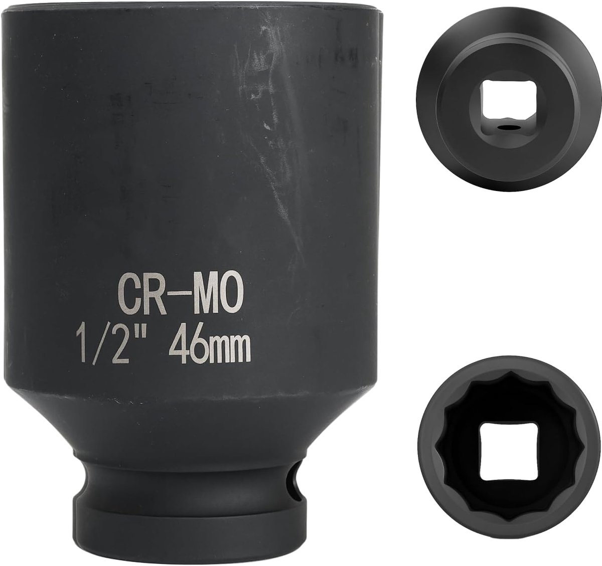 46 mm 1/2 inch 12-side, impact sleeve 1/2 46 mm chrome-molybdenum steel CR-MO (black) - ShopVlot
