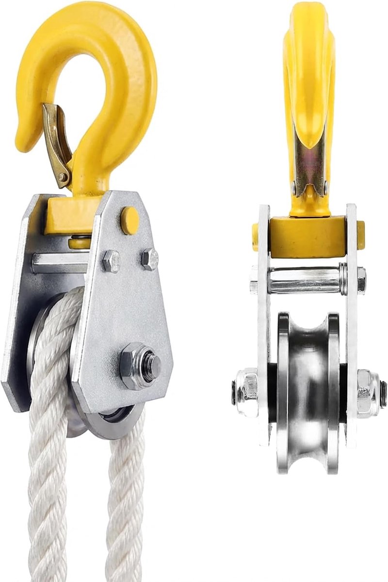 1 tone pulley with ball bearings and hooks: Generic pulley heavy load 1000kg pulley for 12mm cables steel cable winch - ShopVlot