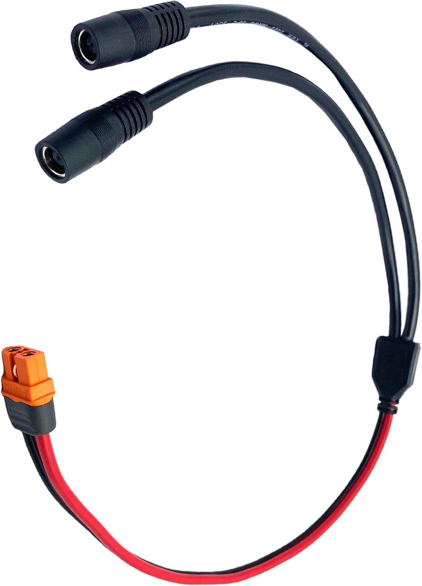 12AWG XT60i Solar Cable, XT60i Female to DC 8MM Female Y Splitter Cable for Solar Panel Portable Power Station Solar - ShopVlot