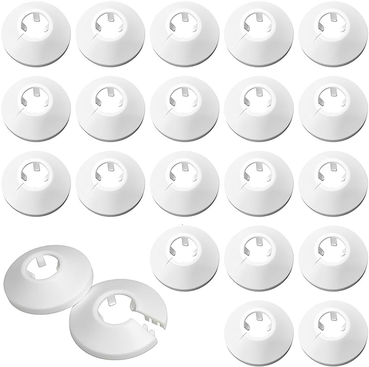 Buisafdekking, radiator, 20 stuks, wit, 17 mm, rozet, enkele laag, pvc - ShopVlot
