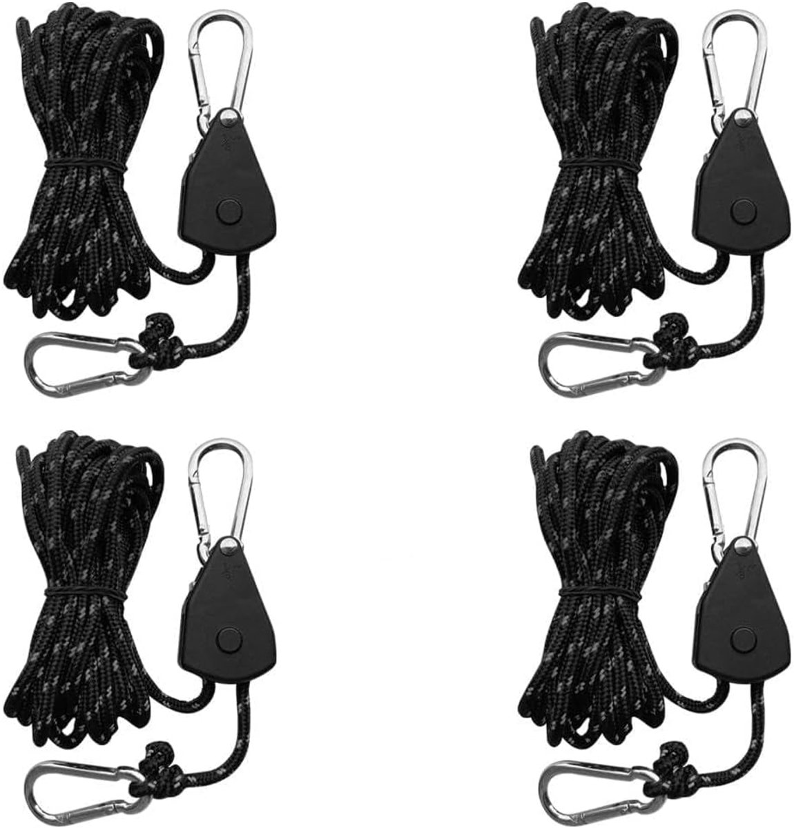 4 stuks touwspanners camping met katrol, touw voor reflecterende tent, verstelbaar, ratelspanner, touw, winddicht - ShopVlot