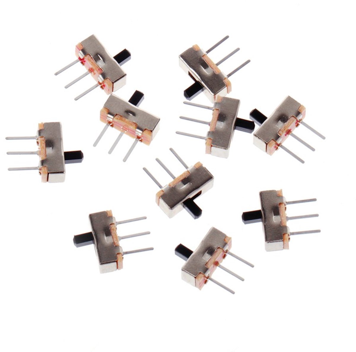 Buwei 10pcs 2 positions on/off SPDT 1P2T 3 Pole PCB Panel Mini Vertical Slide Switch SS12D00G3 - ShopVlot
