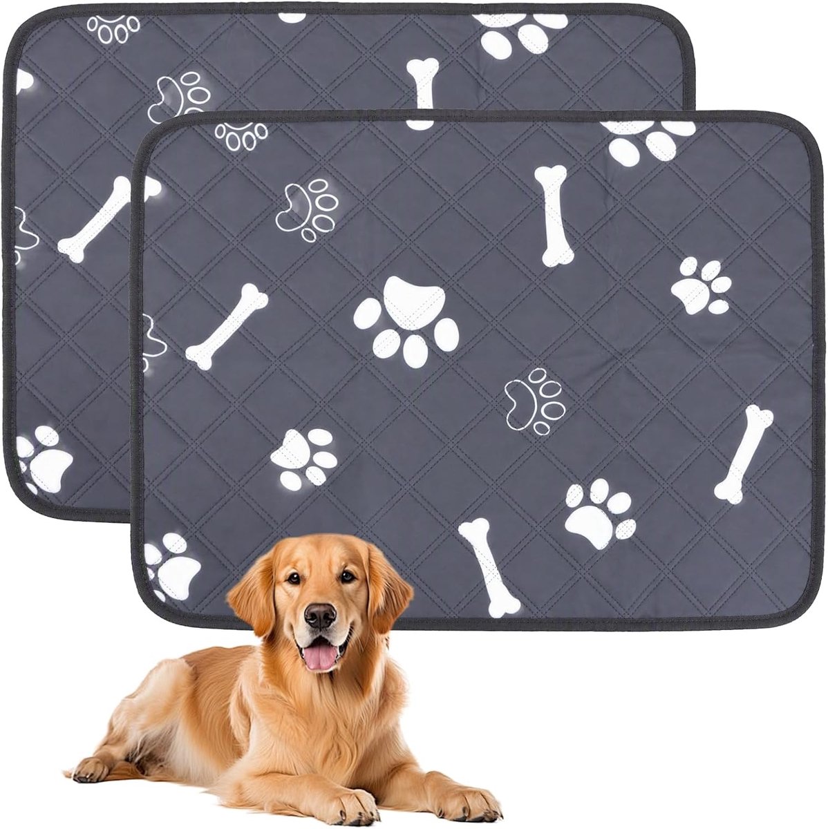 2 pads voor cavia's, wasbaar en herbruikbaar, 60 x 45 cm - 4 lagen, super absorberend, antislipmat voor konijnen - ShopVlot