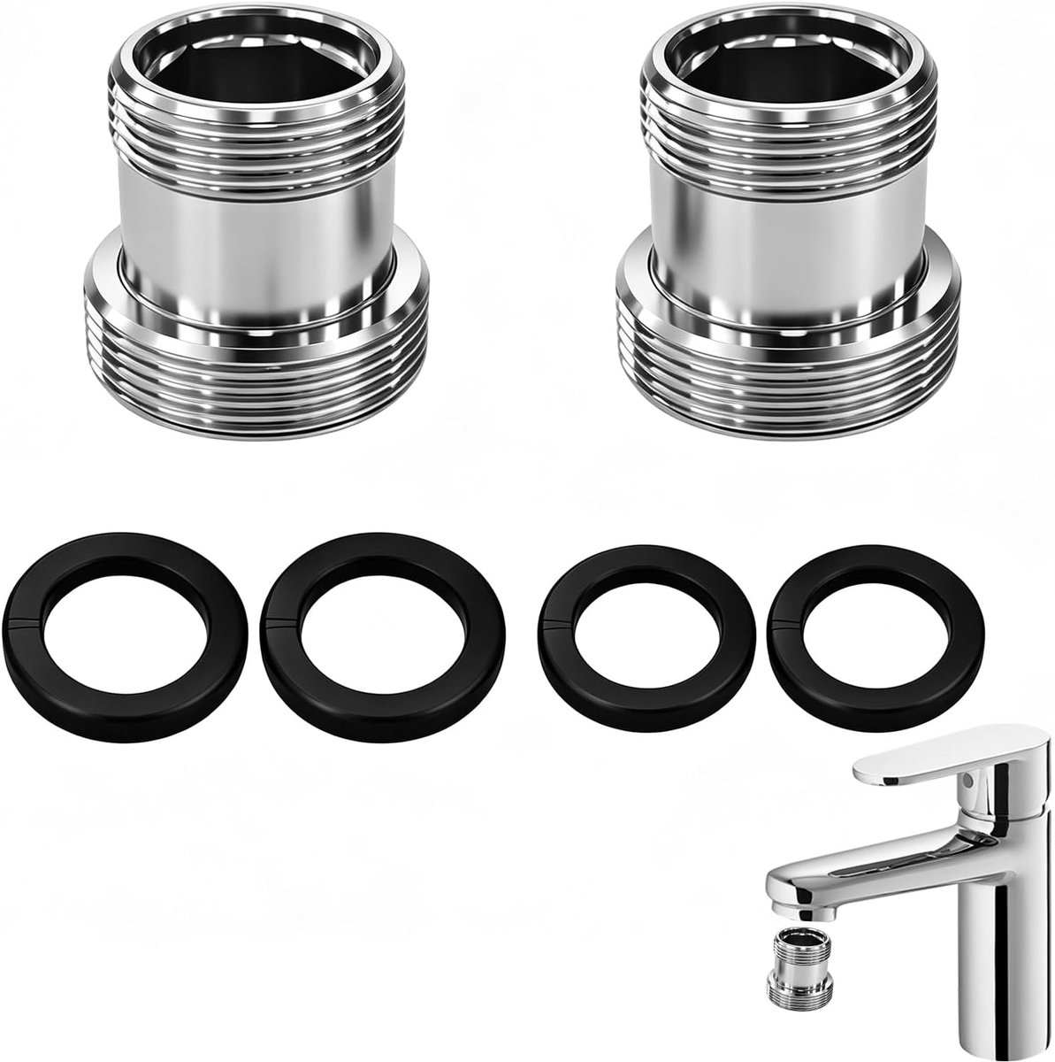 M18-M22 Faucet Adapter M18 to M22, Double Thread Adapter for M18 and M22 Faucet Connector, Aerator for Kitchen and - ShopVlot
