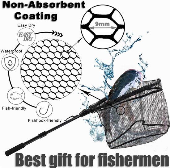Croch landing net with telescopic rod handle and rubberized coated nylon net - ShopVlot — afbeelding 5