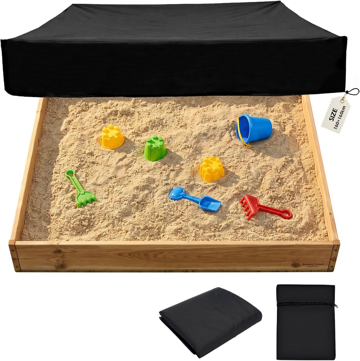 Zandbakafdekking, 160 x 160 x 20 cm, zandbak, beschermzeil, 420D, waterdicht - ShopVlot
