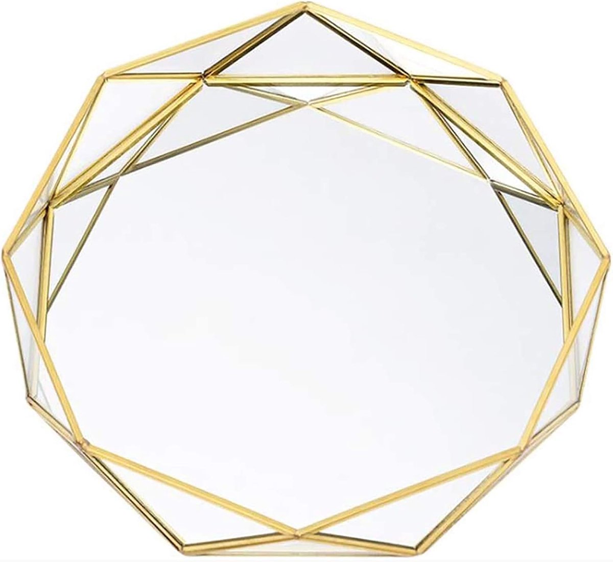 SnelShoppen - Ronde Glazen Cosmeticatray, Messing Decoratieve Juwelendoos, Organizer voor Parfum en Sieraden, Scandinavisch Design voor Dresser en Bad
