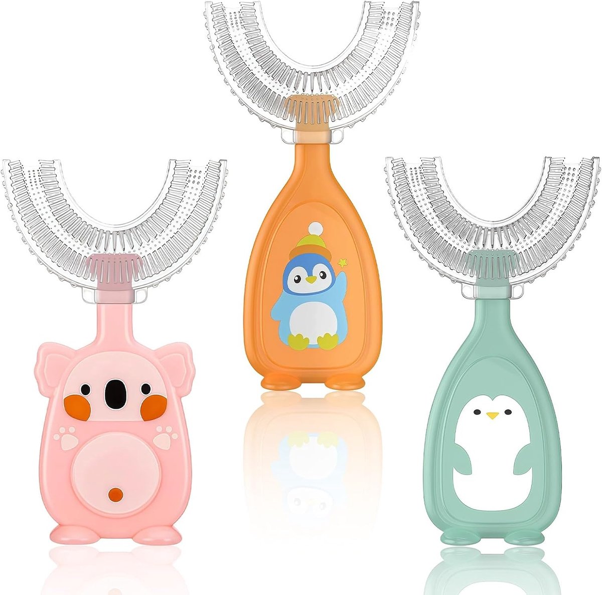 Spazzolino a forma di U per bambini dai 2 ai 6 anni, in morbido silicone alimentare, pulizia a 360°, massaggio - ShopVlot