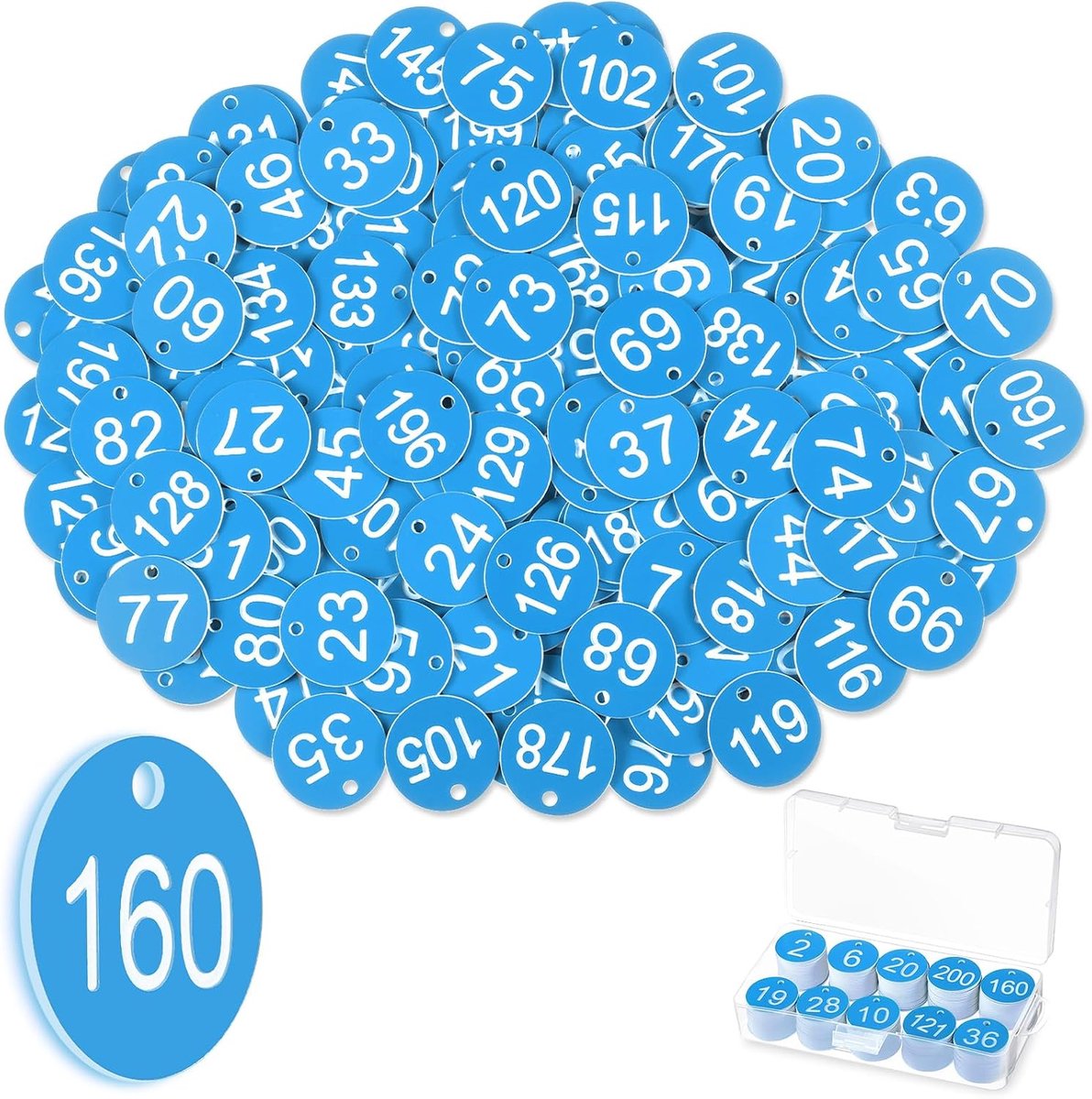 Tenare 1-200 Number Plates, Numbered Number Plates, Plastic, Wardrobe Brands, Keychains with Numbers 1-200 Tags - ShopVlot