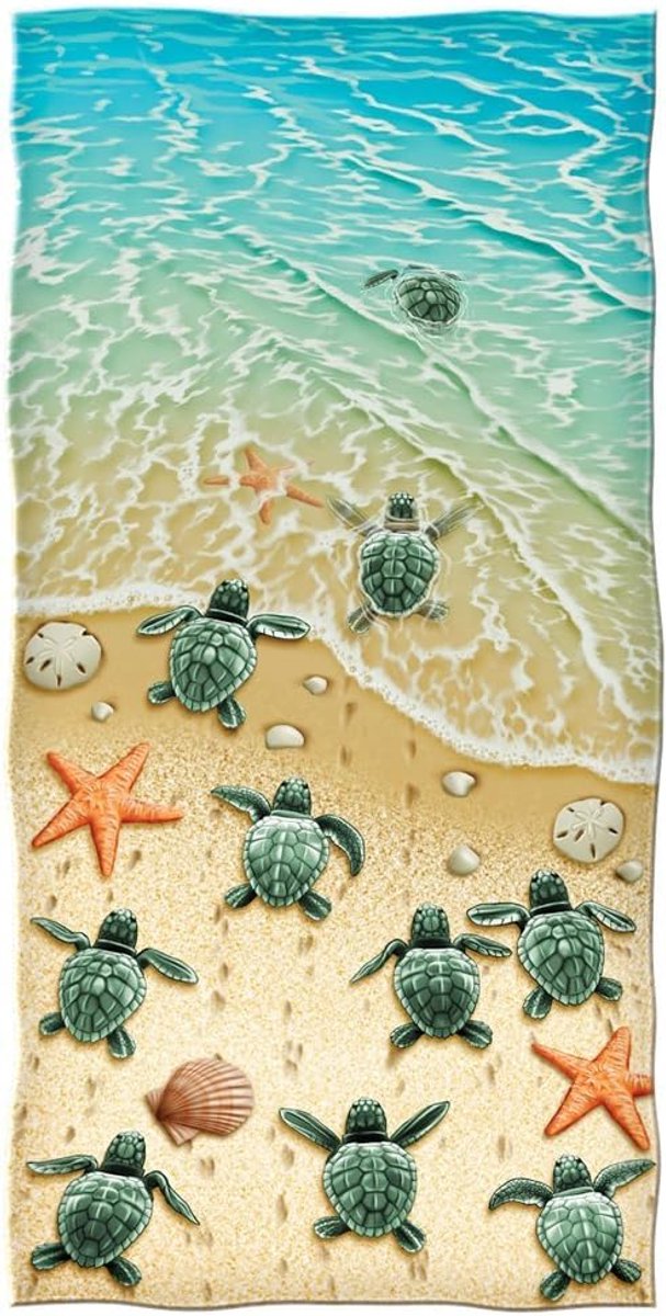 YISUMEI - Shower/beach towel - Turtles on the beach - 70cm x 140cm - ShopVlot